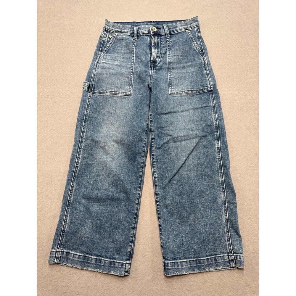 GAP Carpenter Jeans Women's 2/26 Petite Blue Light Wash Denim Wide Leg Baggy Fit